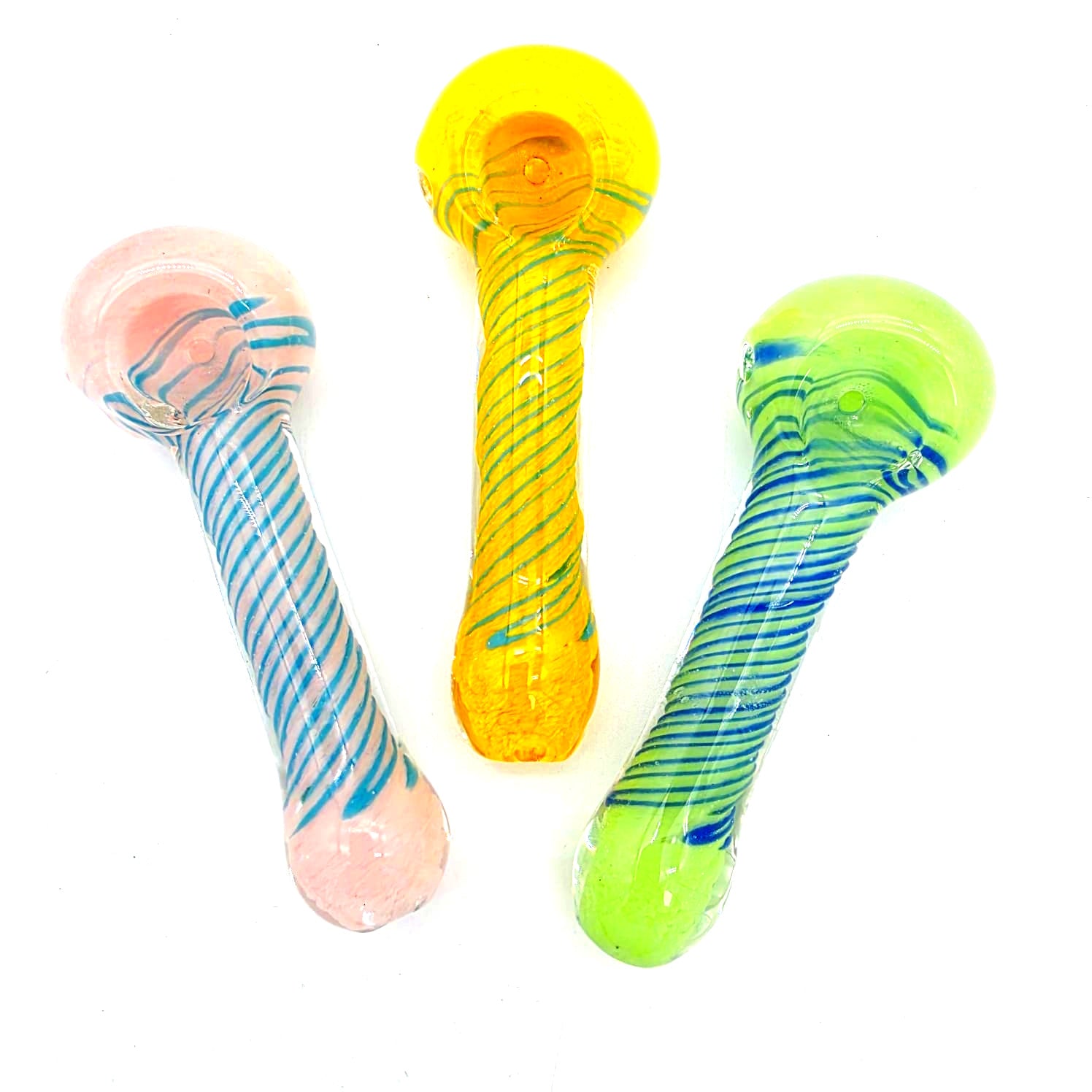 Solid Swirl Color Heavy Duty Glass Hand Pipe