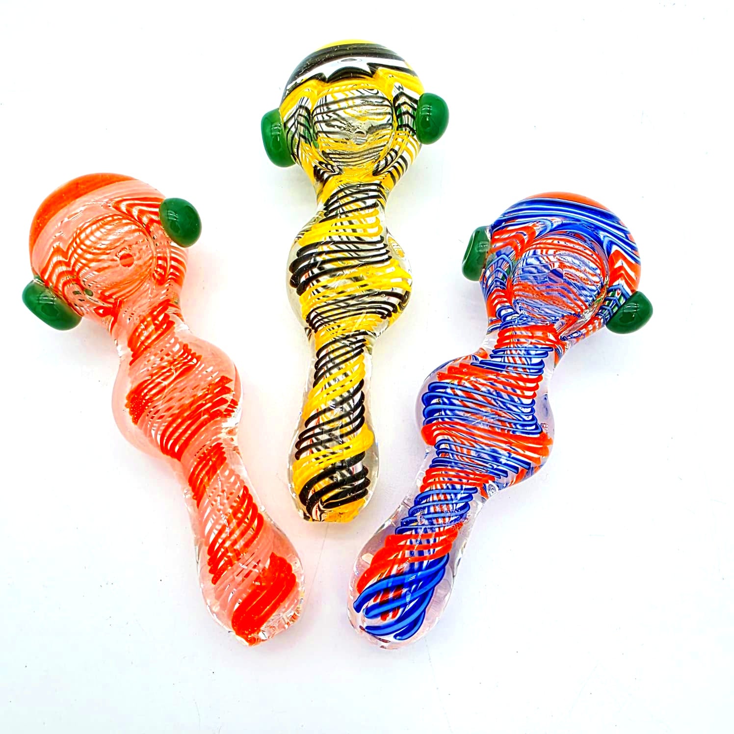 Flat Design Swirl Color Glass Hand Pipe