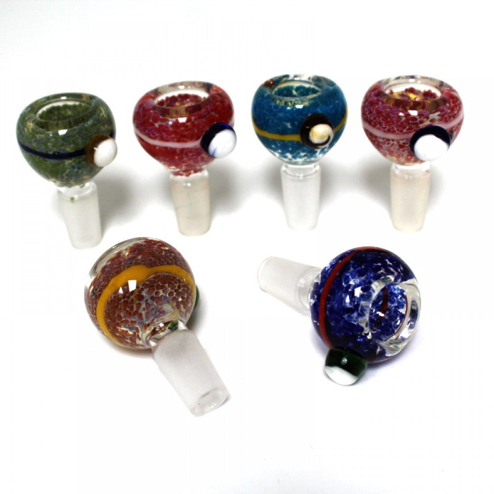Glass Bowl Assorted Color 14 MM Male Glass On Glass
