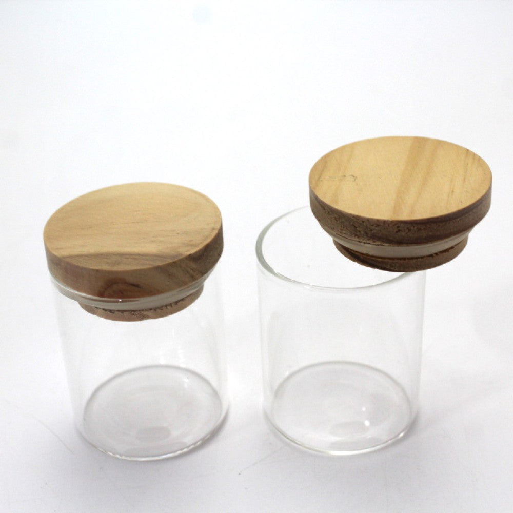 Glass Jar With Wooden Lid Small Size