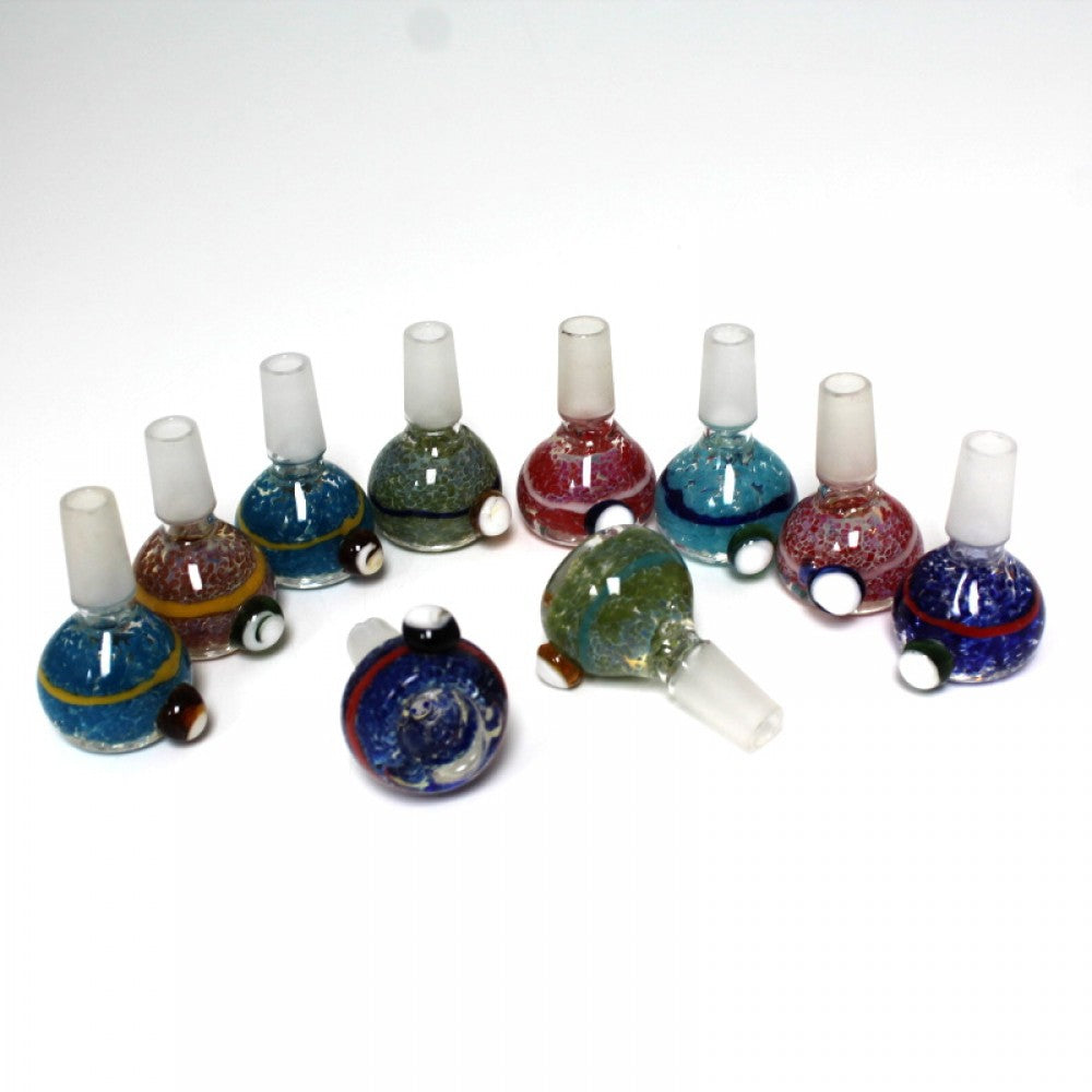 Glass Bowl Assorted Color 14 MM Male Glass On Glass