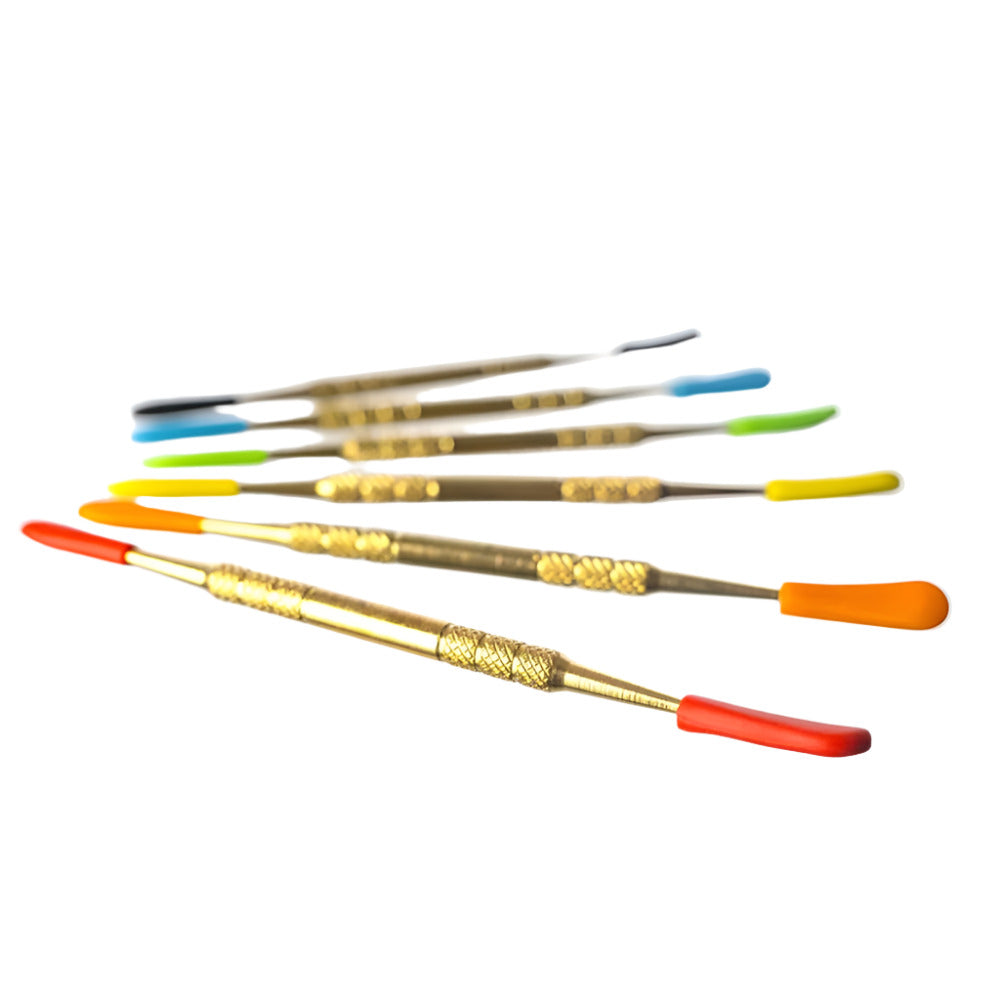 Gold metal dabber with silicone tip durable concentrate tool for precise handling and smooth application