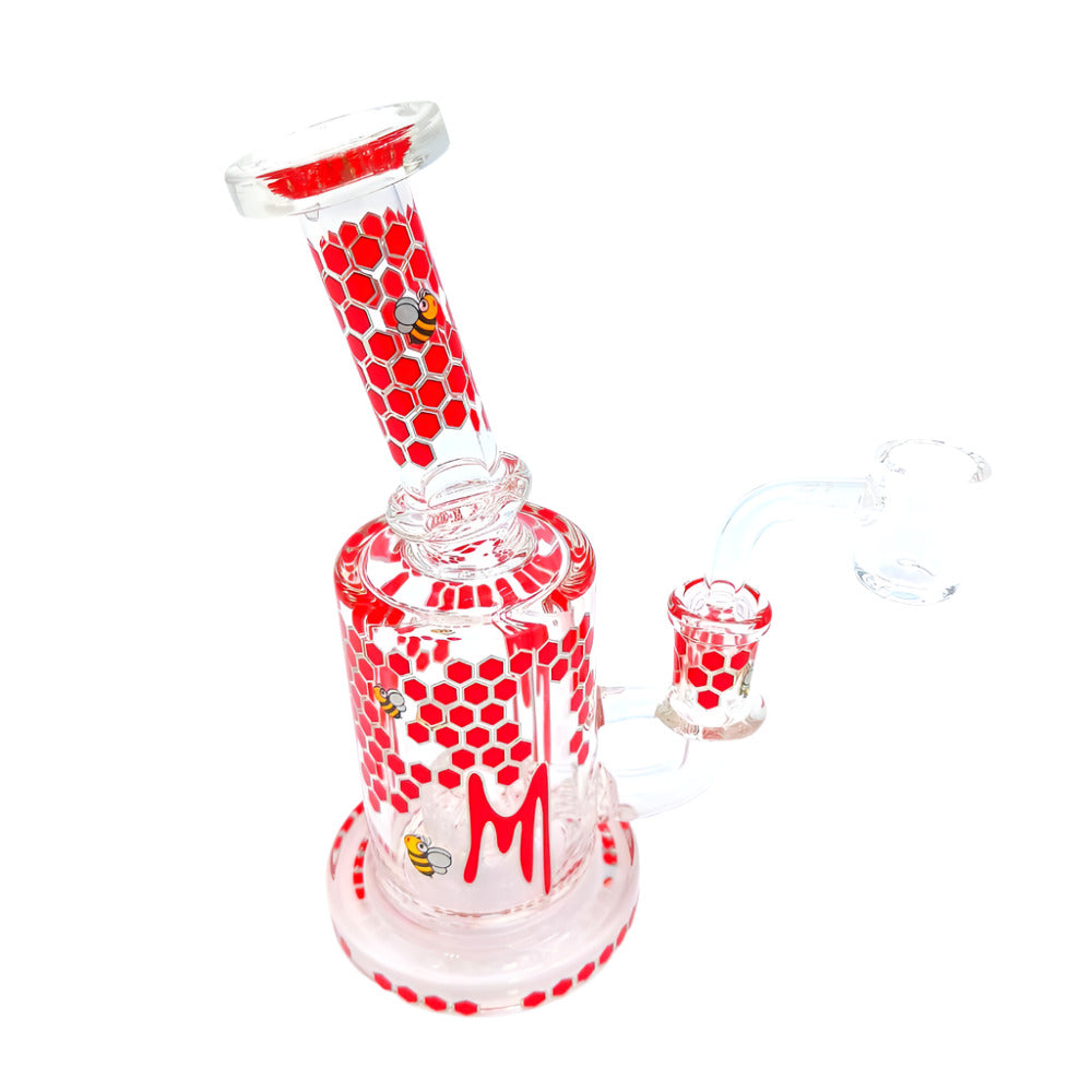 7'' Honey Bee Art Dab Rig Water Pipe W/ 14 MM Male Banger