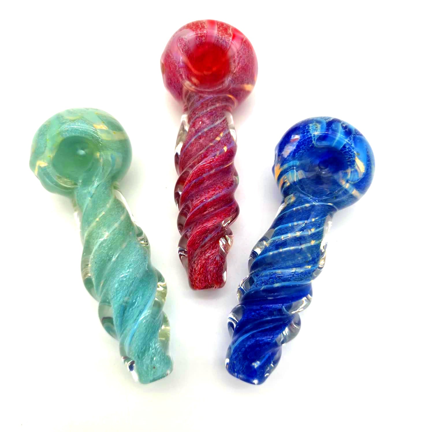 4" Solid Color Twisted Heavy Duty Glass Hand Pipe