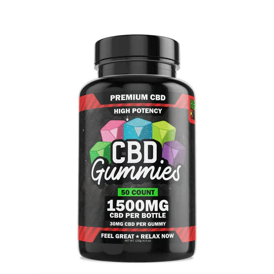 Hemp Bombs - CBD High Potency Gummies, 50 Count (30mg per Gummy), 1500mg per Jar (6 Jars per Display)