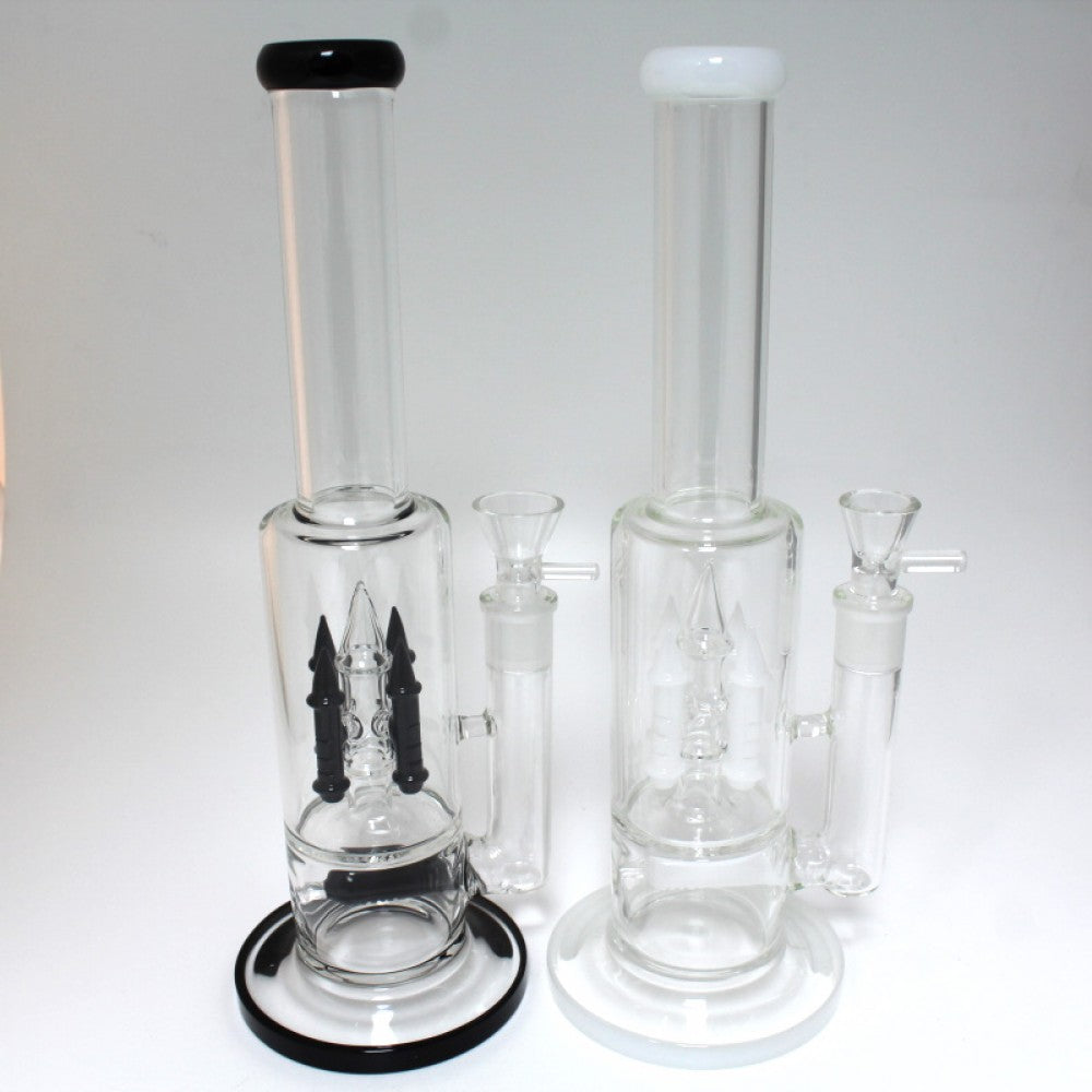 13" Flat Bottom Design Percolator Straight Water Pipe-G/G