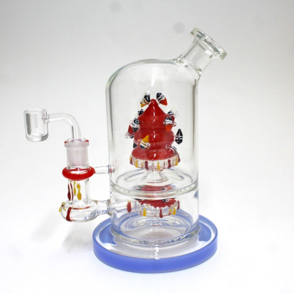 8" Thick Bee Percolator Water Pipe with 14mm Male Banger  G-G 8" Thick Bee Percolator Water Pipe with 14mm Male Banger G-G