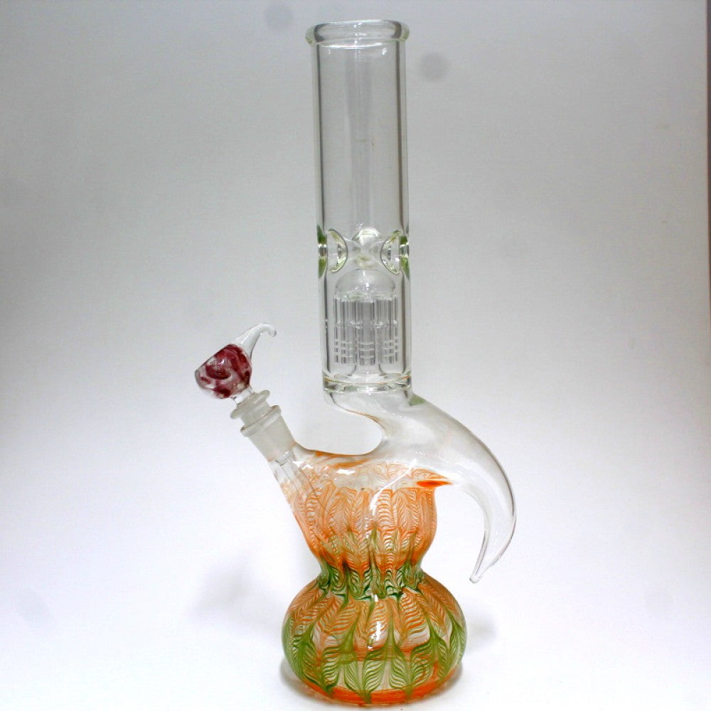 15'' Round Base Hook Design percolator Water Pipe G-G