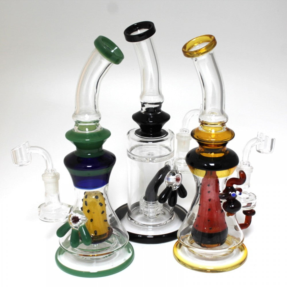 10.5'' Design Assorted Design percolator Water Pipe With 14 MM Male Banger