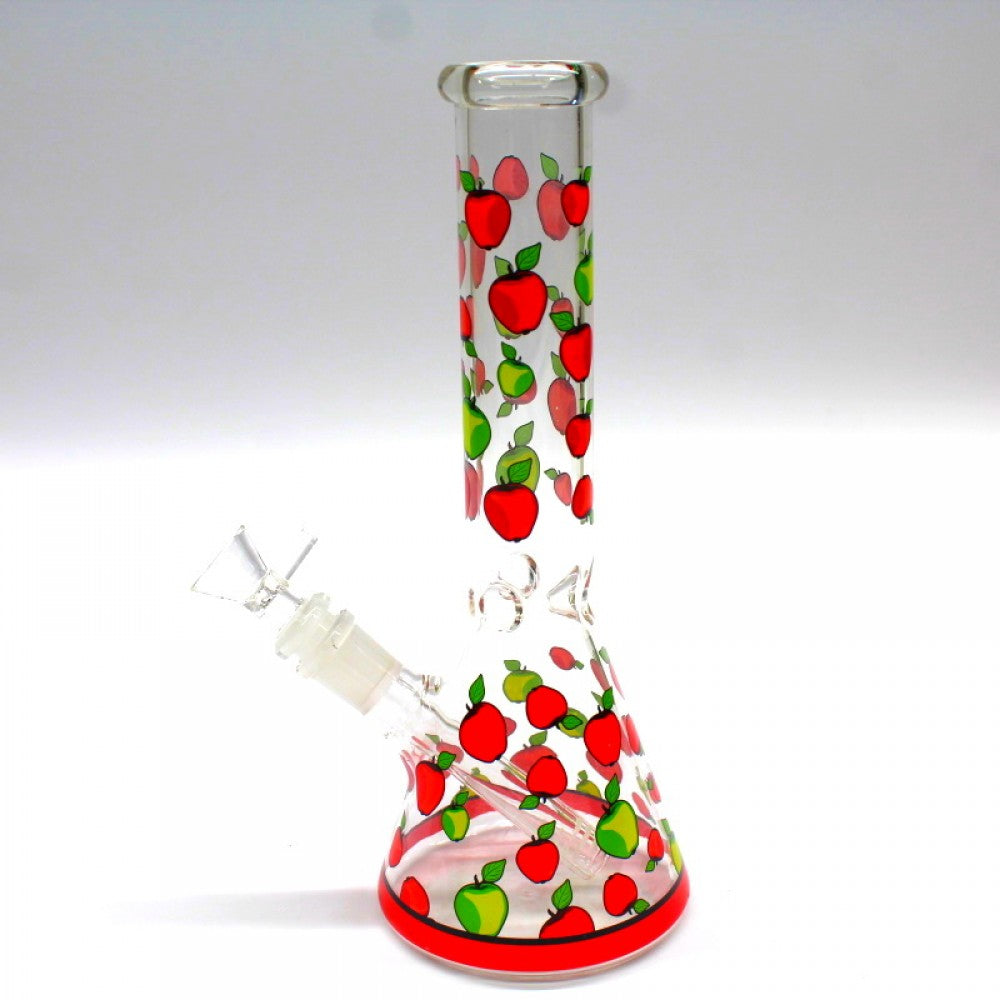 10'' Beaker Decal Art Fruit Design Water Pipe With 14 MM Male Bowl Glass On Glass