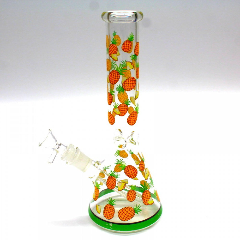 10'' Beaker Decal Art Fruit Design Water Pipe With 14 MM Male Bowl Glass On Glass