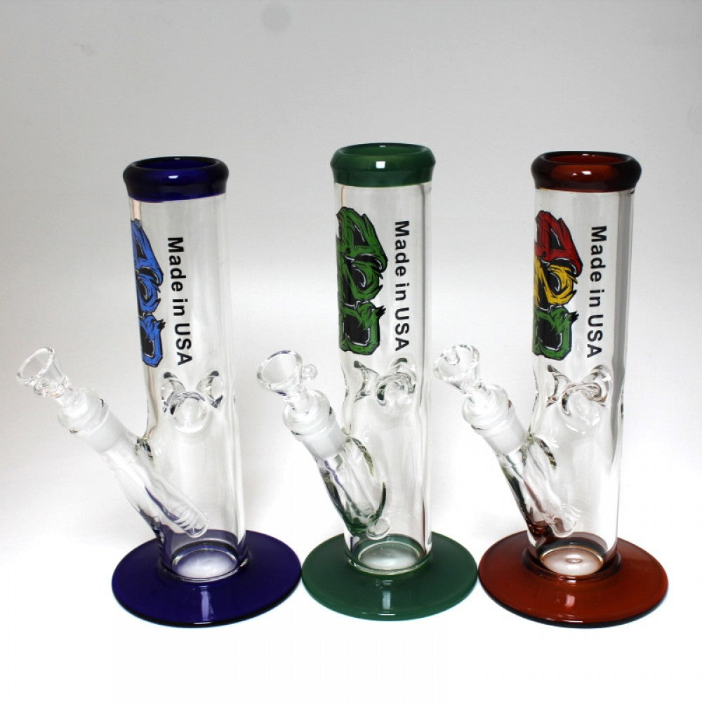 10'' Flat Bottom Tube Color Straight Water Pipe - G-G