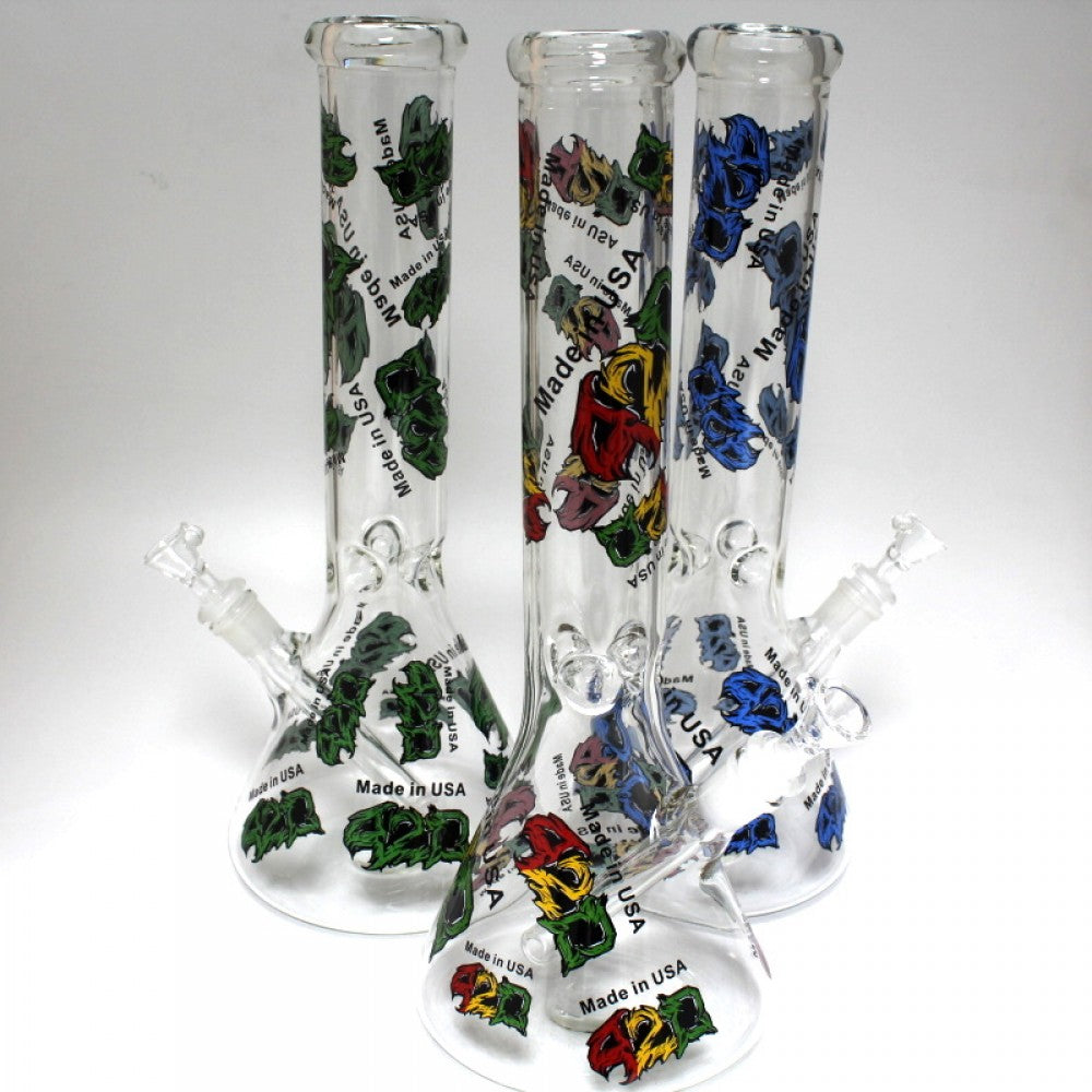 14'' USA Beaker With Full Decal Water Pipe Glass ON Glass