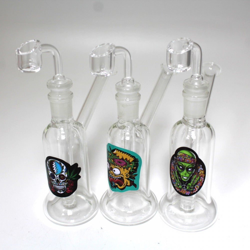 6'' Decal Design Dab Rig Bubbler With 14 MM Male Banger