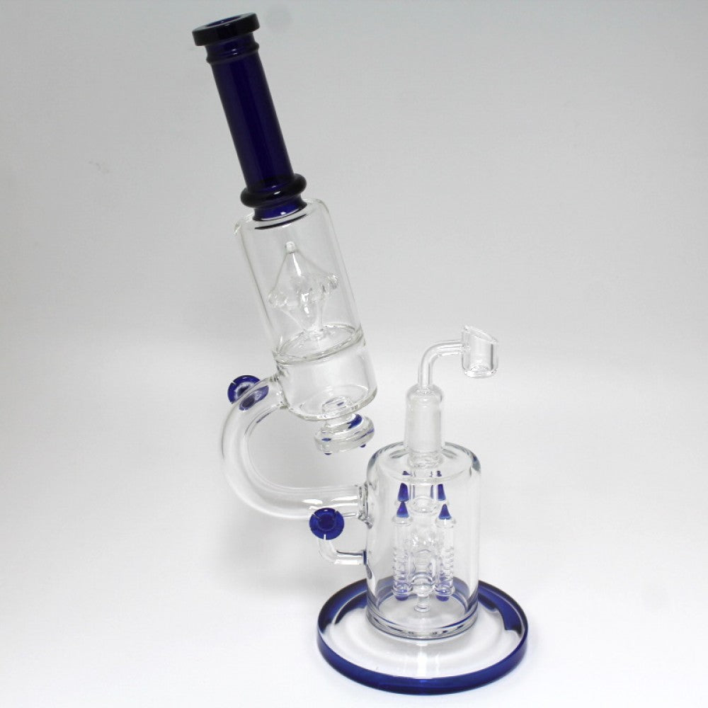 14'' Telescope Design With 4 Arms Design Percolator With Handled Design Water Pipe With 18 MM Female Banger