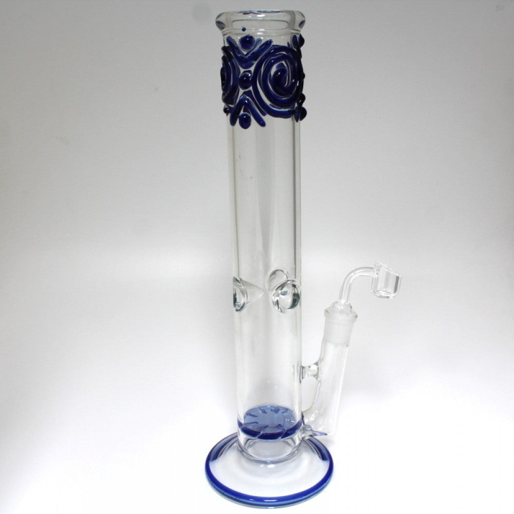 14'' Flat Bottom Straight With Design Water Pipe With 18 MM Male Banger