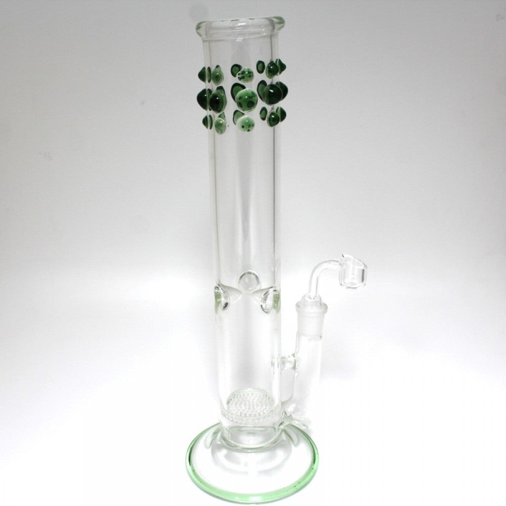 14'' Flat Bottom Straight With Design Water Pipe With 18 MM Male Banger