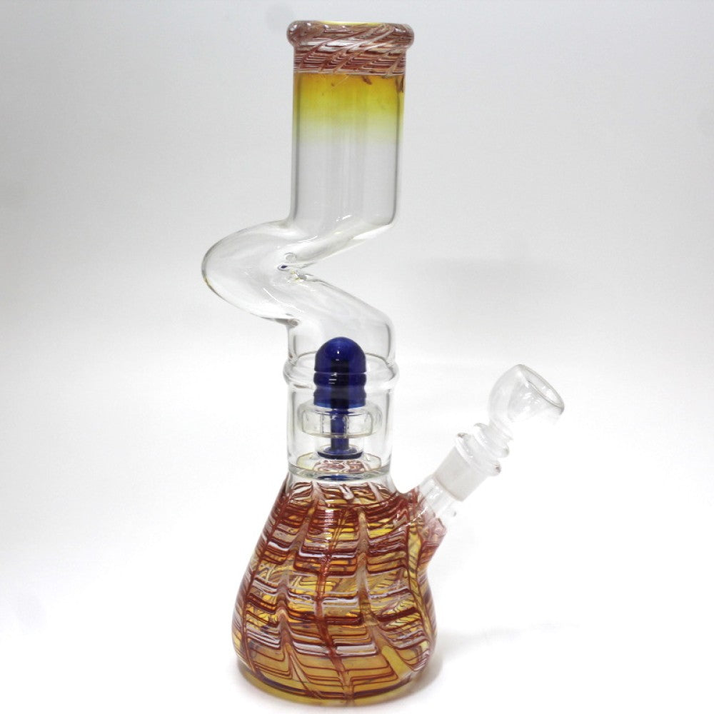 12'' Beaker Base Zig Zag Color Art Water Pipe Glass On Glass