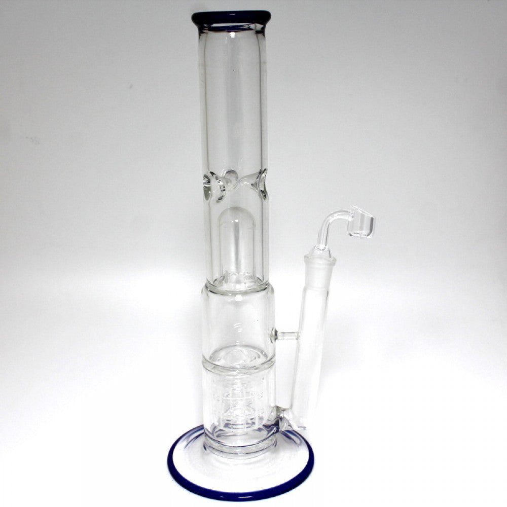 14'' Flat Bottom Design Dom Percolator Water Pipe With 18 MM Male Banger