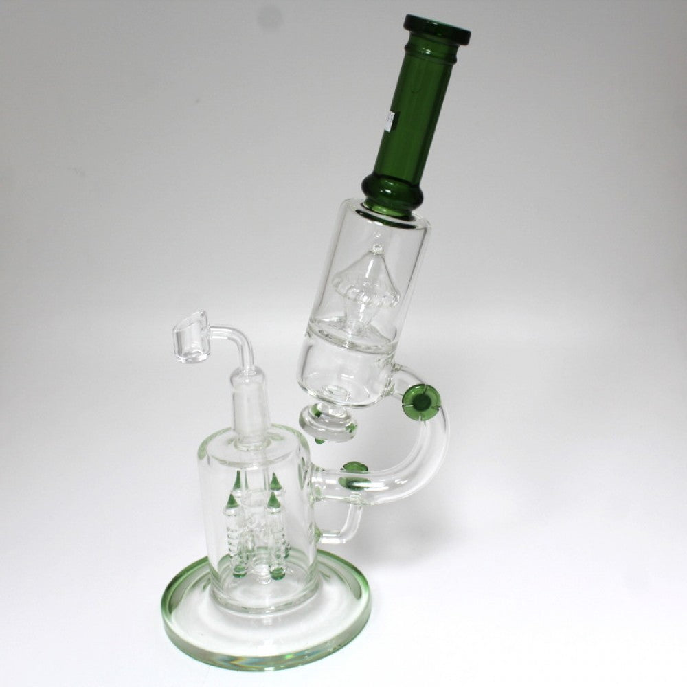 14'' Telescope Design With 4 Arms Design Percolator With Handled Design Water Pipe With 18 MM Female Banger