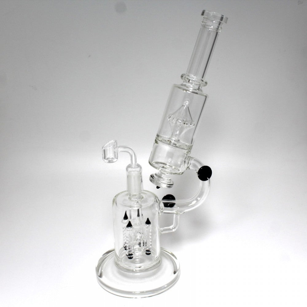 14'' Telescope Design With 4 Arms Design Percolator With Handled Design Water Pipe With 18 MM Female Banger