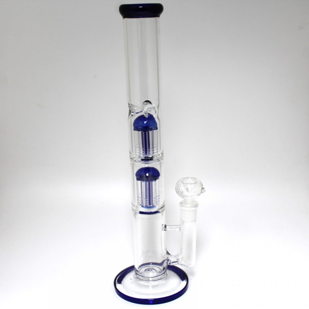 16.5'' Flat Bottom Straight Double Tree Percolator Water Pipe G-G