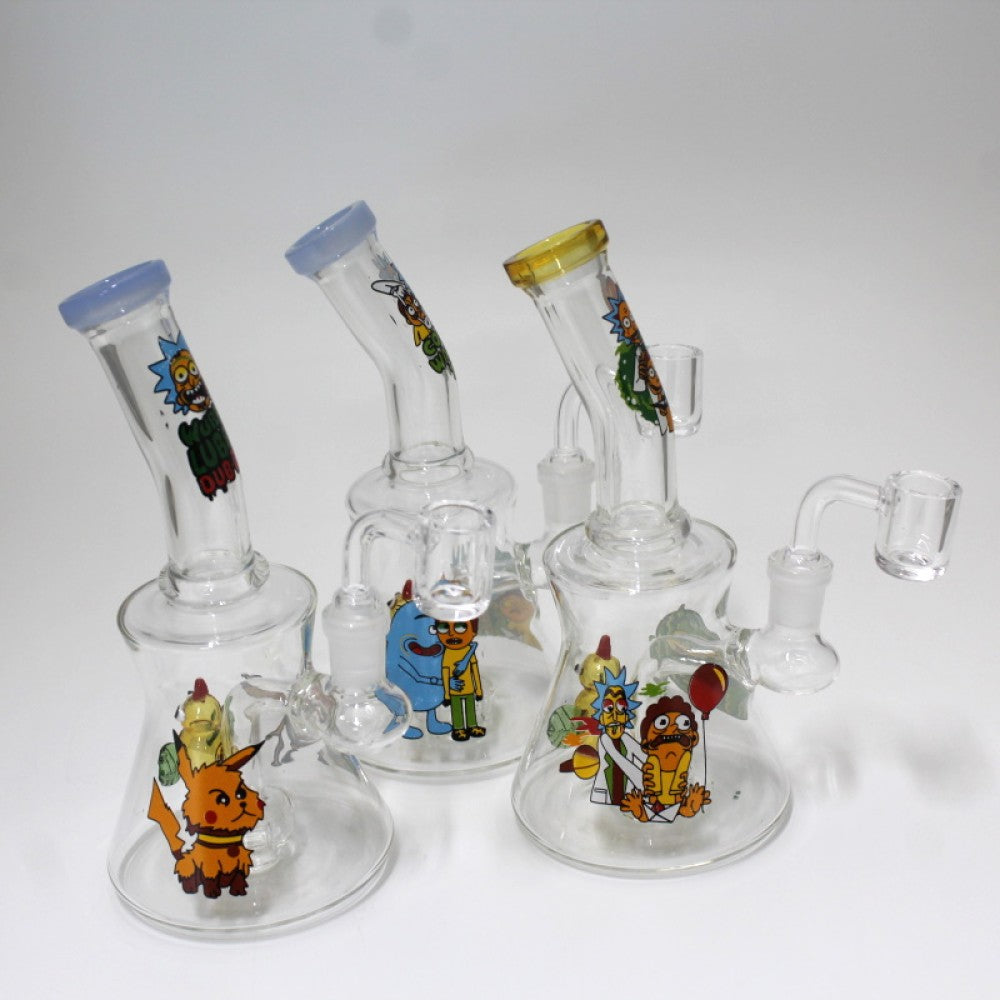 7'' Beaker Base Sticker Design Dab Rig Water Pipe With 14 MM Male Banger