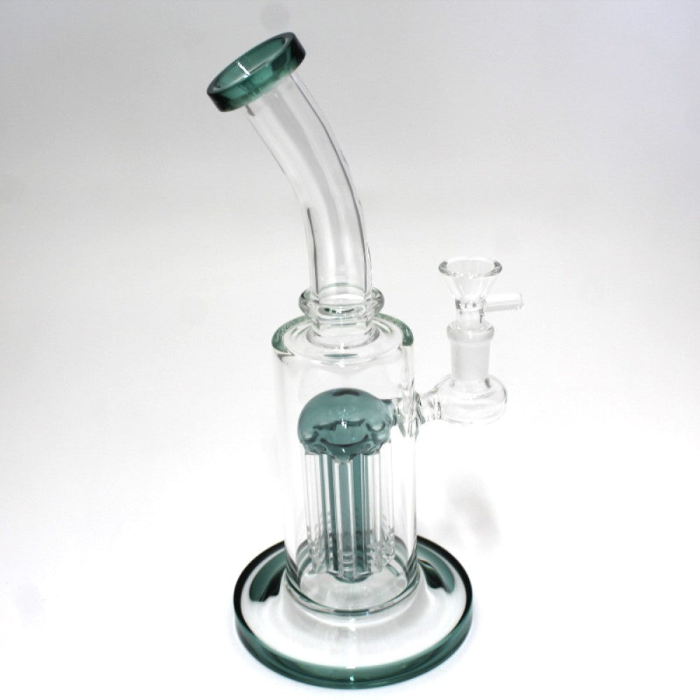 10'' Flat Bottom Tree Percolator Dab Rig Water Pipe With 14 Mm Male Banger