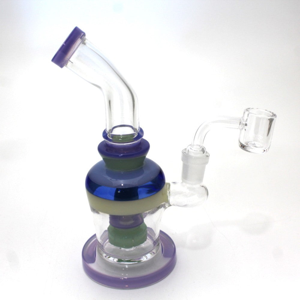 6'' Flat Bottom Tube Color Dab Rig Water Pipe With 14MM Male Banger