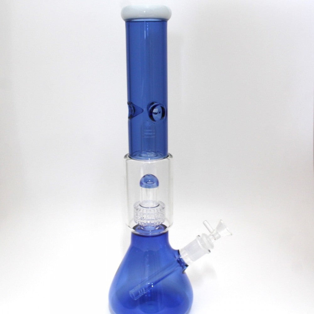 16'' Beaker With Diamond Cut Percolator Double Dom Water Pipe G-G