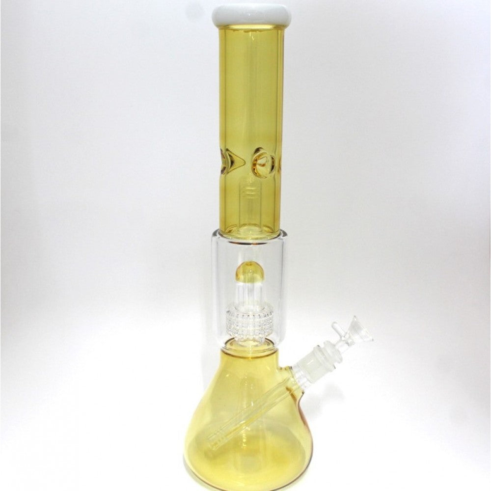 16'' Beaker With Diamond Cut Percolator Double Dom Water Pipe G-G