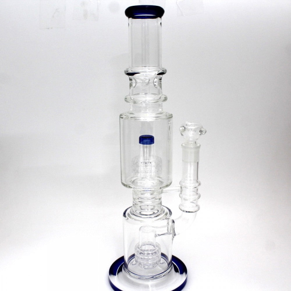 17'' Heavy Double Diamond Cut Design Percolator Water Pipe With 18 MM Male Bowl