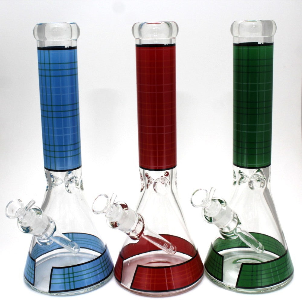 14'' 9MM Beaker Base Color With Clear Heavy Duty Water Pipe 14 MM Male Bowl Glass On Glass