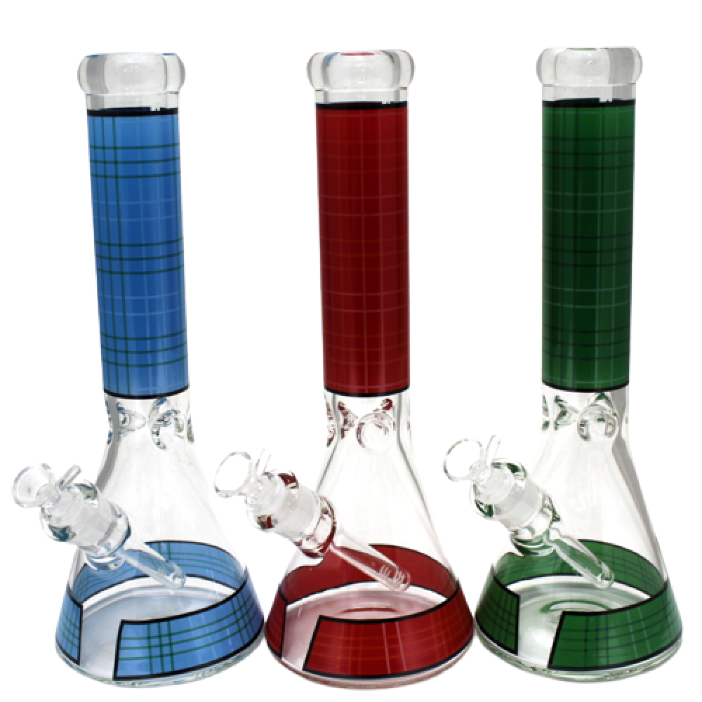 14'' 9MM Beaker Base Color With Clear Heavy Duty Water Pipe 14 MM Male Bowl Glass On Glass