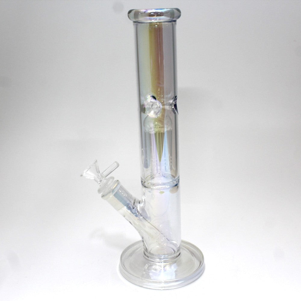 12'' Flat Bottom Tree Percolator Silver Fumed Water Pipe Glass On Glass