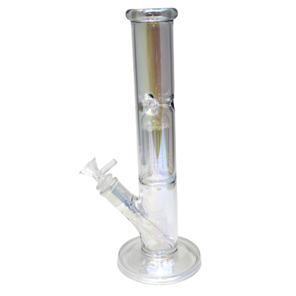 12'' Flat Bottom Tree Percolator Silver Fumed Water Pipe Glass On Glass