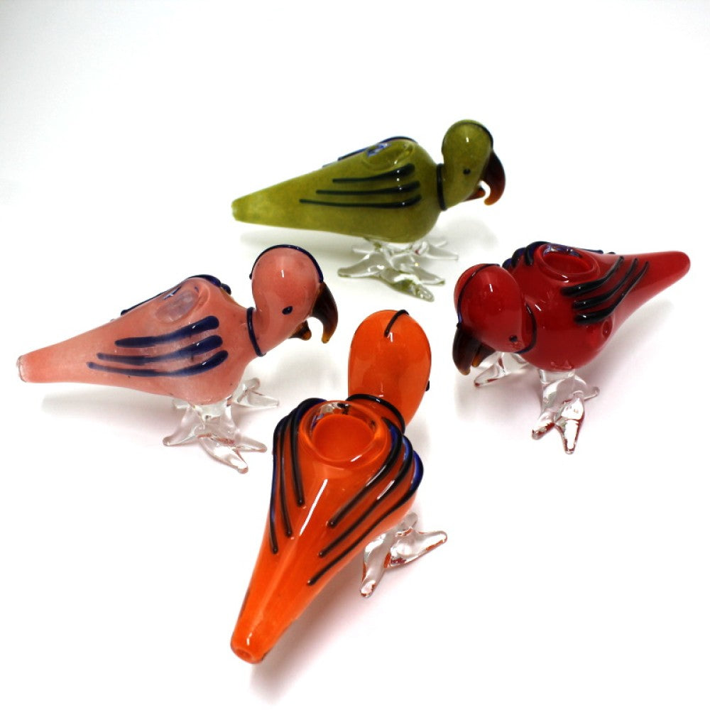 6'' Parrot Shape Assorted Color Glass Hand Pipe Big Size