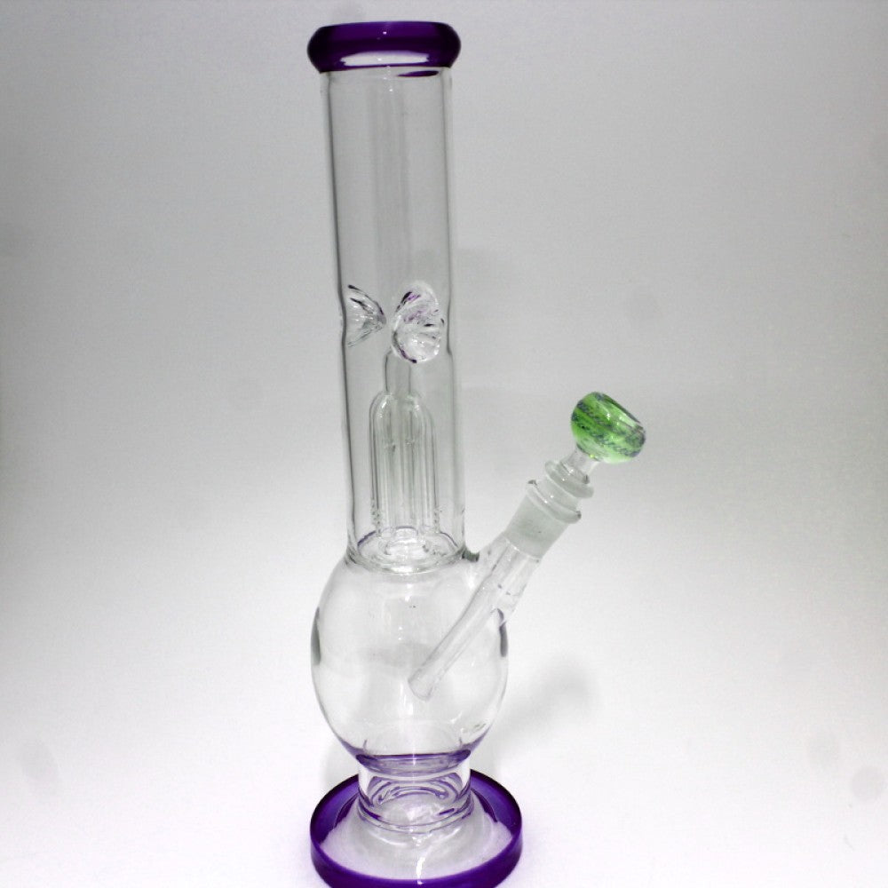 14'' Round Bottom Tree Percolator Tube Color Water Pipe 14 MM Male Bowl Glass On Glass