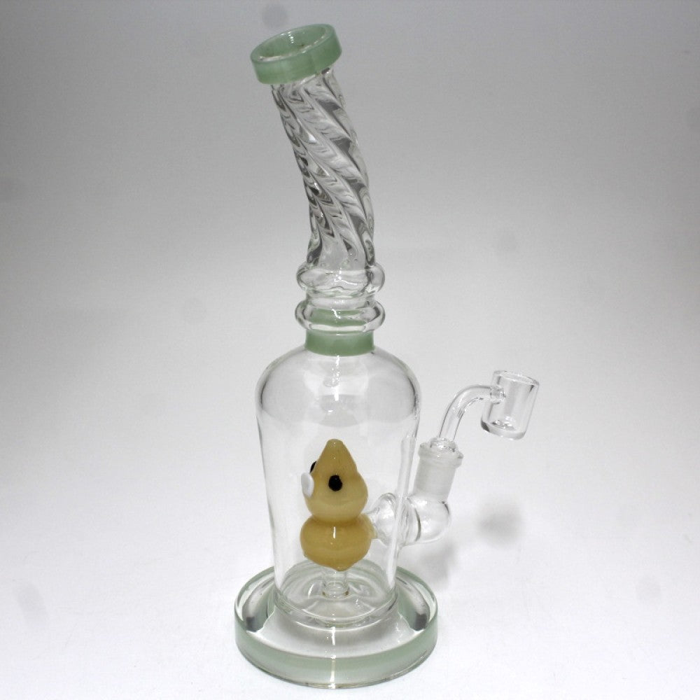 10'' Flat Bottom Twisted Top Water Pipe With 14 MM Male Banger