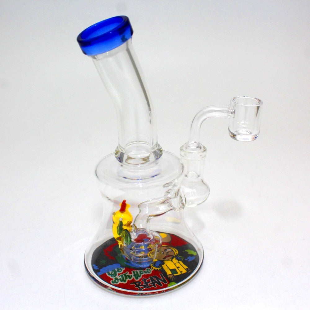 7'' Base Sticker Design Dab Rig Water Pipe With 14 MM Male Banger