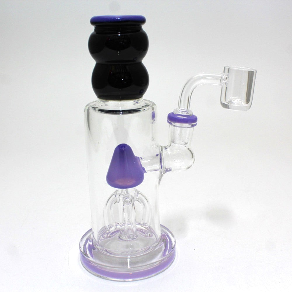 7'' Flat Bottom Black Tube Color Dab Rig Water Pipe With 14 MM Male Banger