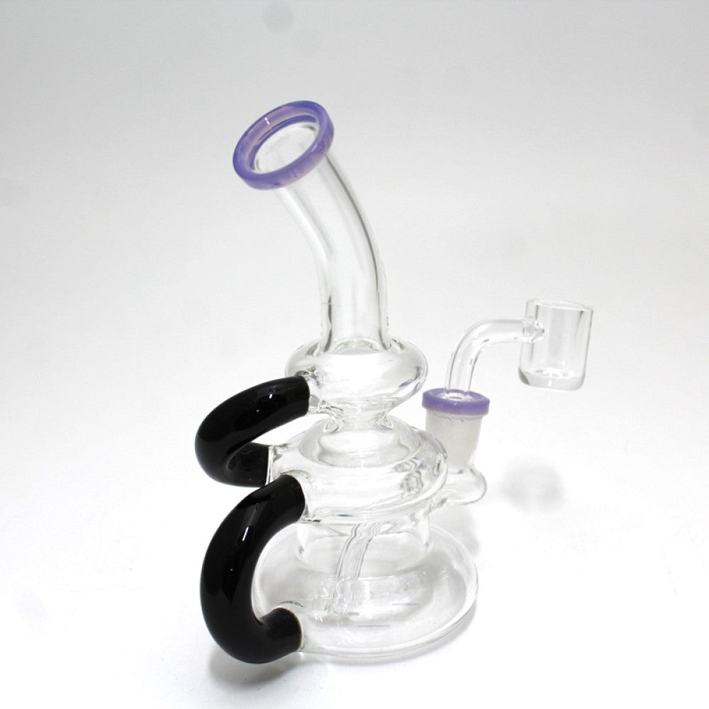 6'' Double Handled Recycle Design Color Tube Dab Rig Water Pipe With 14 MM Male Quartz Banger