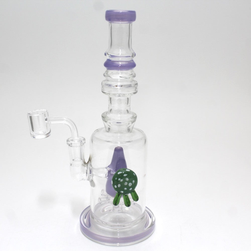 10'' Flat Bottom Design Percolator Straight Dab Rig Water Pipe With 14 MM Male Quartz Banger