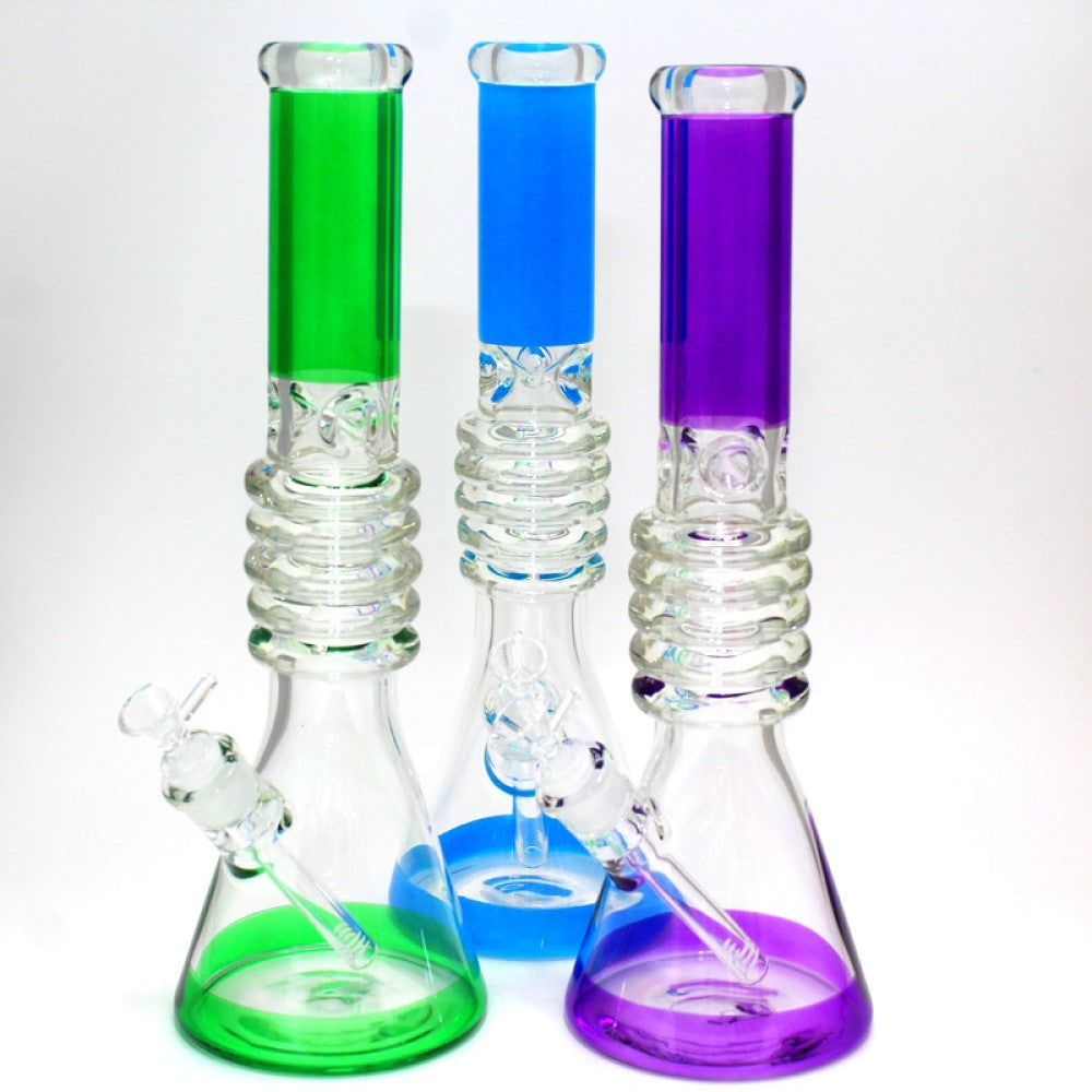 15.5'' Beaker Heavy Tube Color Step Design Heavy Duty Glass Water Pipe G-G