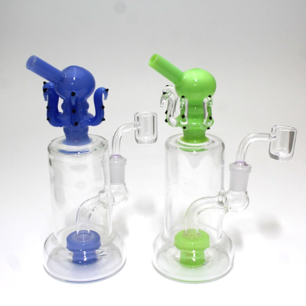 6'' Cube Design Tube Color Dab Rig Water Pipe With 14 MM Male Banger