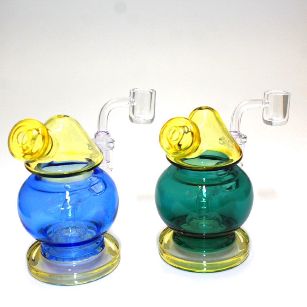 5'' Round Design Dab Rig Water Pipe With 14 MM Male Banger