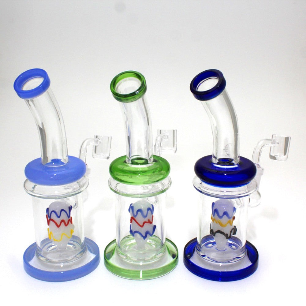 7.5" Color Tube Dab Rig Water Pipe With 14 MM Male Quartz Banger