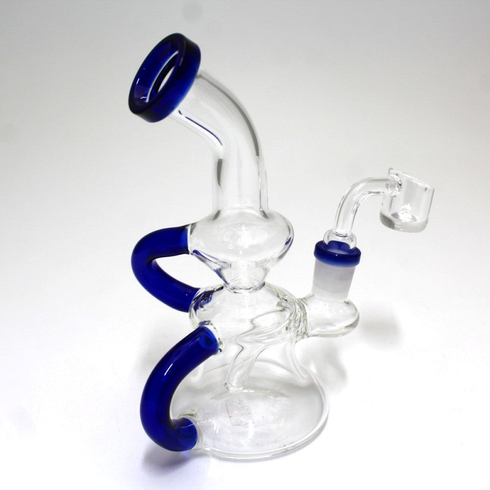 6'' Double Handled Recycle Design Color Tube Dab Rig Water Pipe With 14 MM Male Quartz Banger