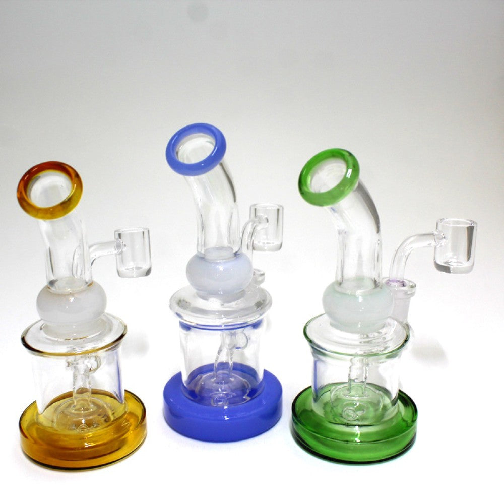 6" Tube Color Dab Rig Water Pipe with 14mm Male Banger