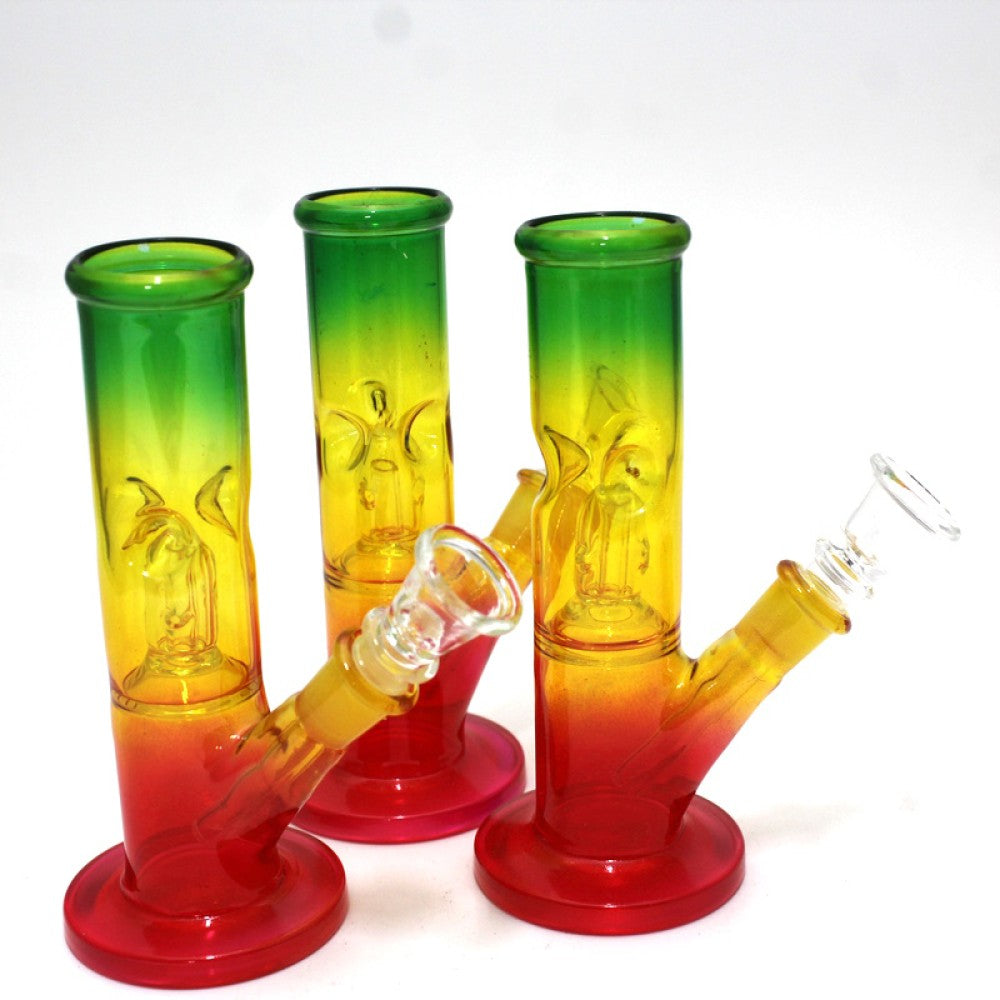 6" Rasta Color Flat Bottom Dome Percolator Single Slide Bowl Water Pipe G-G